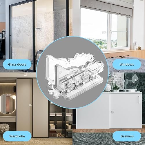Miniatura 6 de 6 cerraduras de puerta corredera a prueba de niños, cerradura de seguridad de ventana de vidrio deslizante para puerta de patio, puerta corrediza de