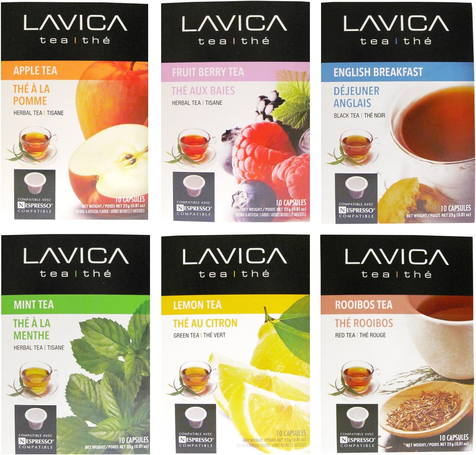 100 Assorted Lavica Espresso Single Serve Tea Capsules (pods) Variety Pack Compatible with Nespresso Originalline Machines