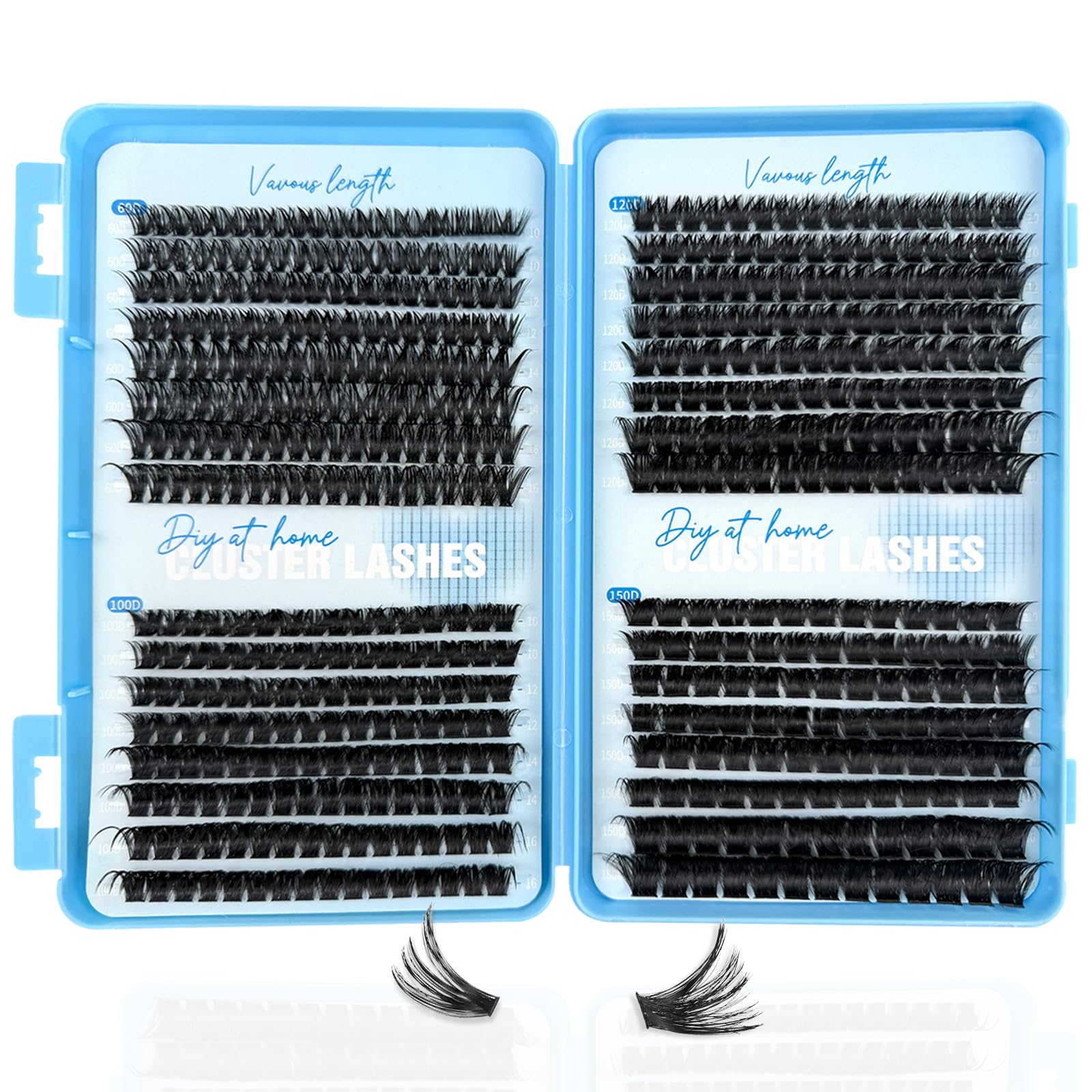 – 520 PCS Individual Eyelashes Kit Natural Lash Clusters for Women and Girls Fluffy D Curl False Eyelashes for DIY at Home Black Lash Extensions Cluster Lashes 10-16mm Mix (60-100-120-150D)