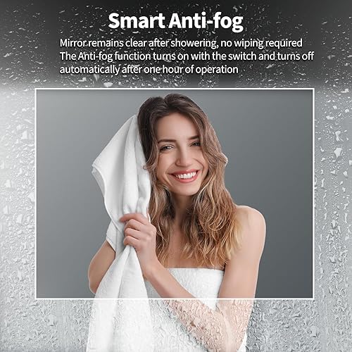 Miniatura 3 de Koonmi Espejo LED de 38 x 26 pulgadas para baño, espejo de tocador antivaho 90CRI con luz delantera y trasera, espejo de pared inastillable con luz,