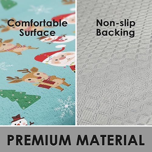 Miniatura 5 de Tapete de baño de cachemira de imitación de Navidad, 17 x 30 pulgadas, tapete de baño de árbol de alce de Papá Noel, tapete decorativo para el