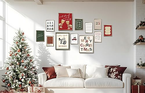 Miniatura 6 de TwoDays Arte de pared de Navidad de moda, póster estético clásico de Navidad retro para decoración de habitaciones, impresiones de galería de