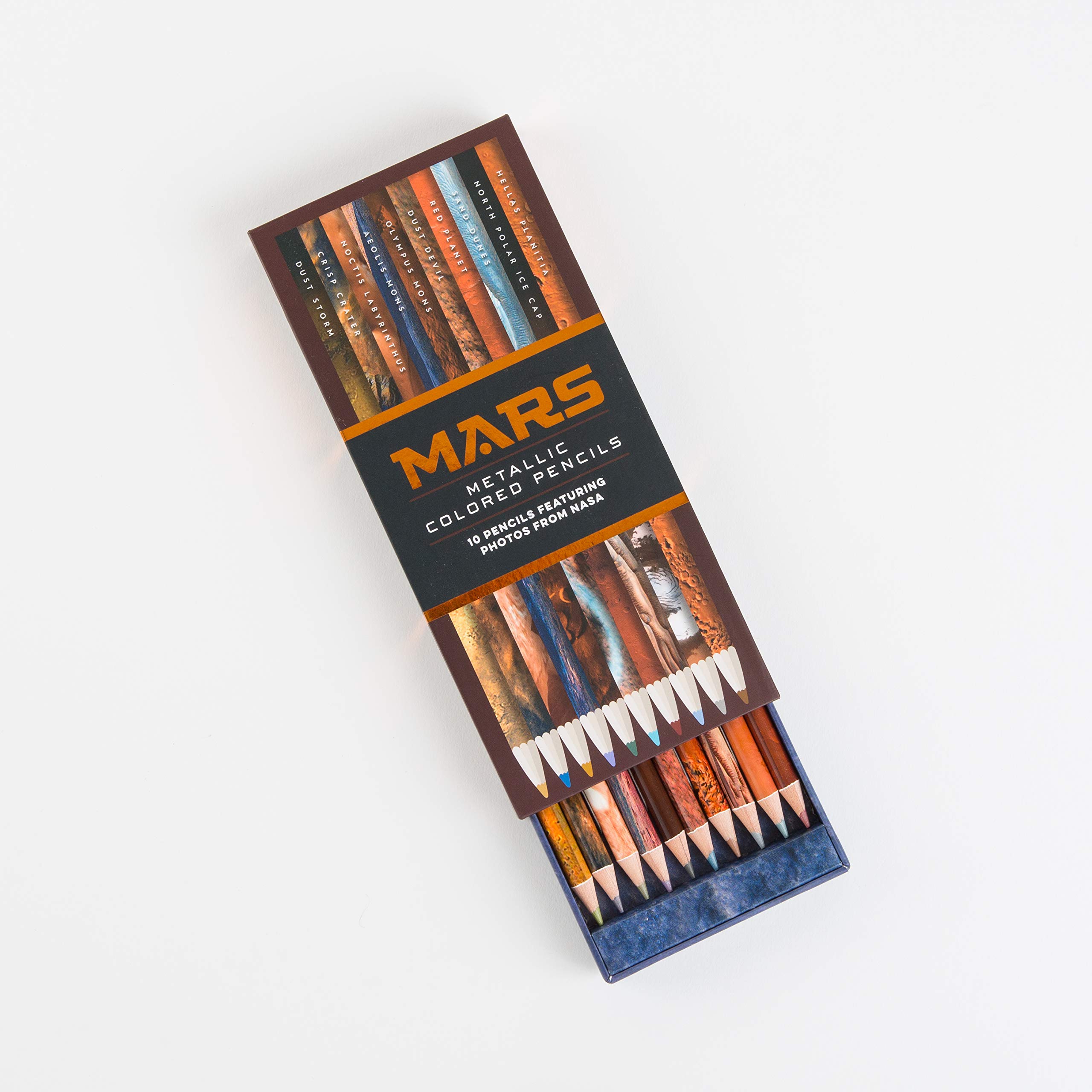 Mars Metallic Colored Pencils: 10 pencils featuring photos from NASA (10 Shiny Multicolor Pencils; Coloring Pencils with NASA Space Theme) (NASA x Chronicle Books) - Image 9