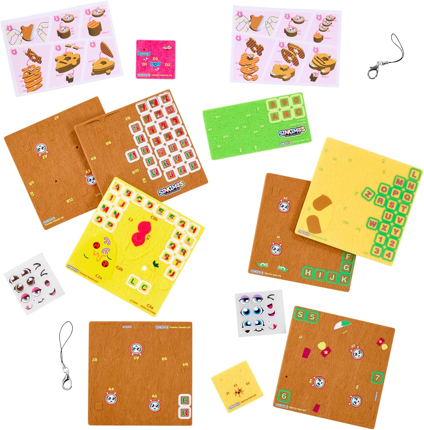 TOMY Stakimos Sporty Sam and Yummy Yasmin | Kids Craft Set to Build Your Own Adorable 3D Characters from Recycled Polyester Craft Foam | No Glue or Cutting Needed | Craft Kits for Kids Ages 6+ Years