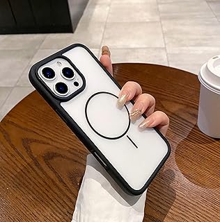 High Quality Ultra Thin Transparent Frosted Cover TPU Phone Case for iPhone 11/11 Pro/12/12 Pro Compatiable Magnetic Wireless Charge (Black, Iphone 12/12 Pro)