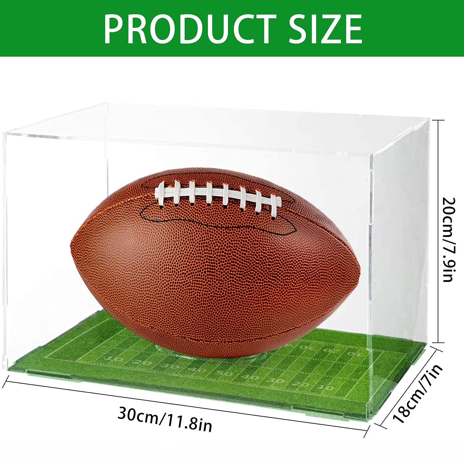 Assemblable Acrylic Football Display Case, Clear Football Storage Box with Two-Side Base, Installable Display Box for Full Size Football Collectibles with Oval Ball Holder for Sport Lovers…