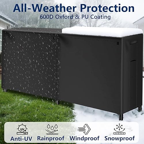 Miniatura 4 de AMAGABELI GARDEN & HOME 8ft Firewood Cover Waterproof Log Rack Cover Outdoor Wood Rack Cover Heavy Duty 600D Oxford Firewood Storage Cover Fire Wood