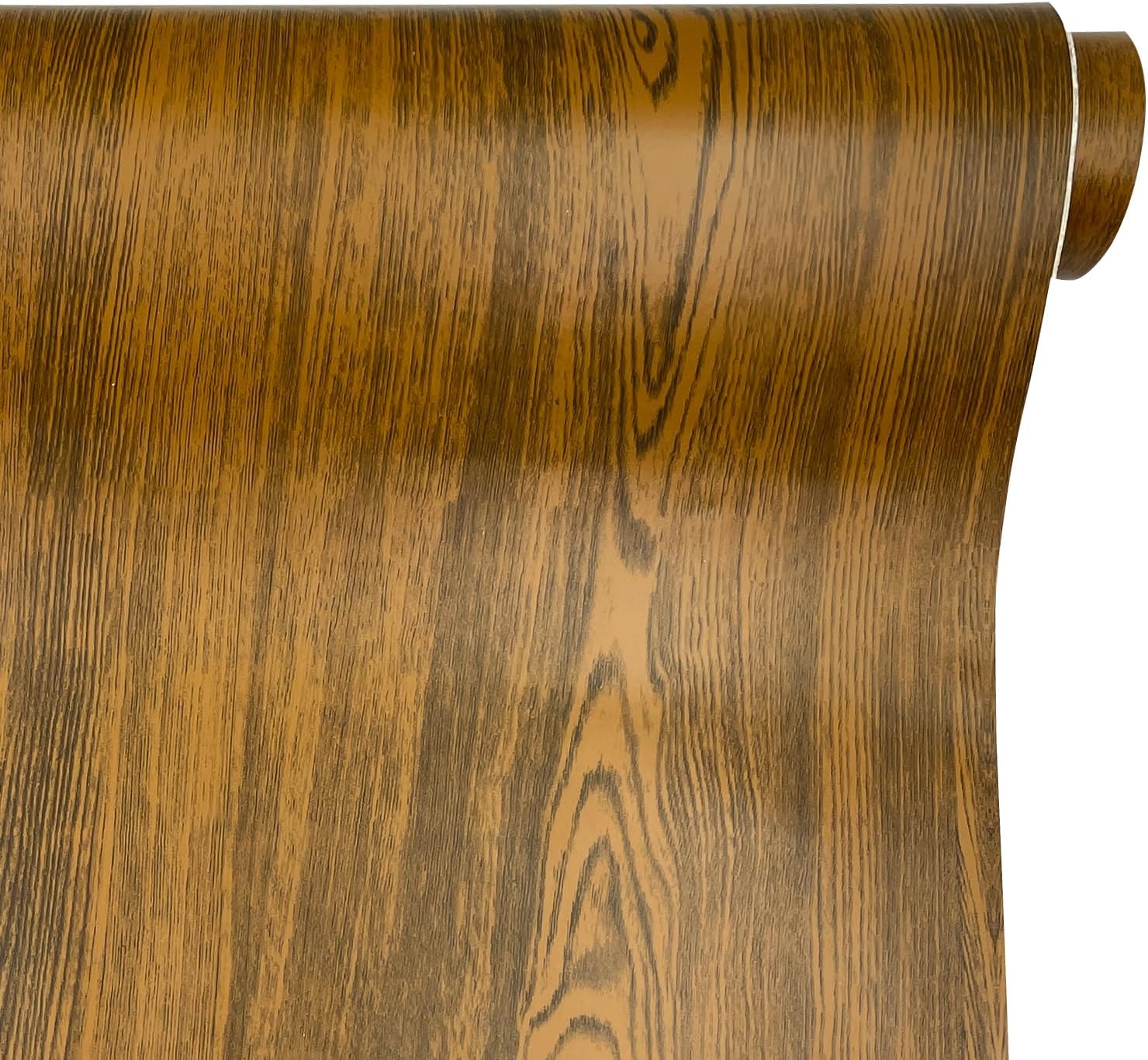 19.68ft Roll Brown Wood Grain Shelf Liners for Kitchen Cabinets Adhesive Peel and Stick Coffee Table Dresser Drawer Covering PVC Paper Easy Clean Wall Decor Backdrop (M-236.2x17.7 Inch)