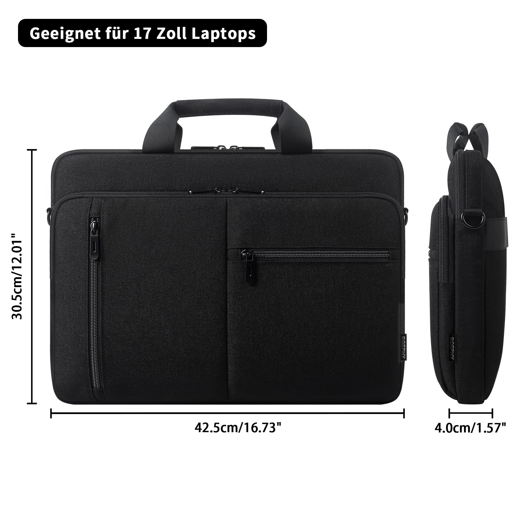 Sacoche Ordinateur 17-17.3 Pouces Anti-Choc Anti-Rayures Sac à Bandoulière Pochette PC Portable Sac Ordinateur pour Dell XPS 17 / Inspiron 17 5000 7000, LG gram 17, Razer Blade 17, Noir