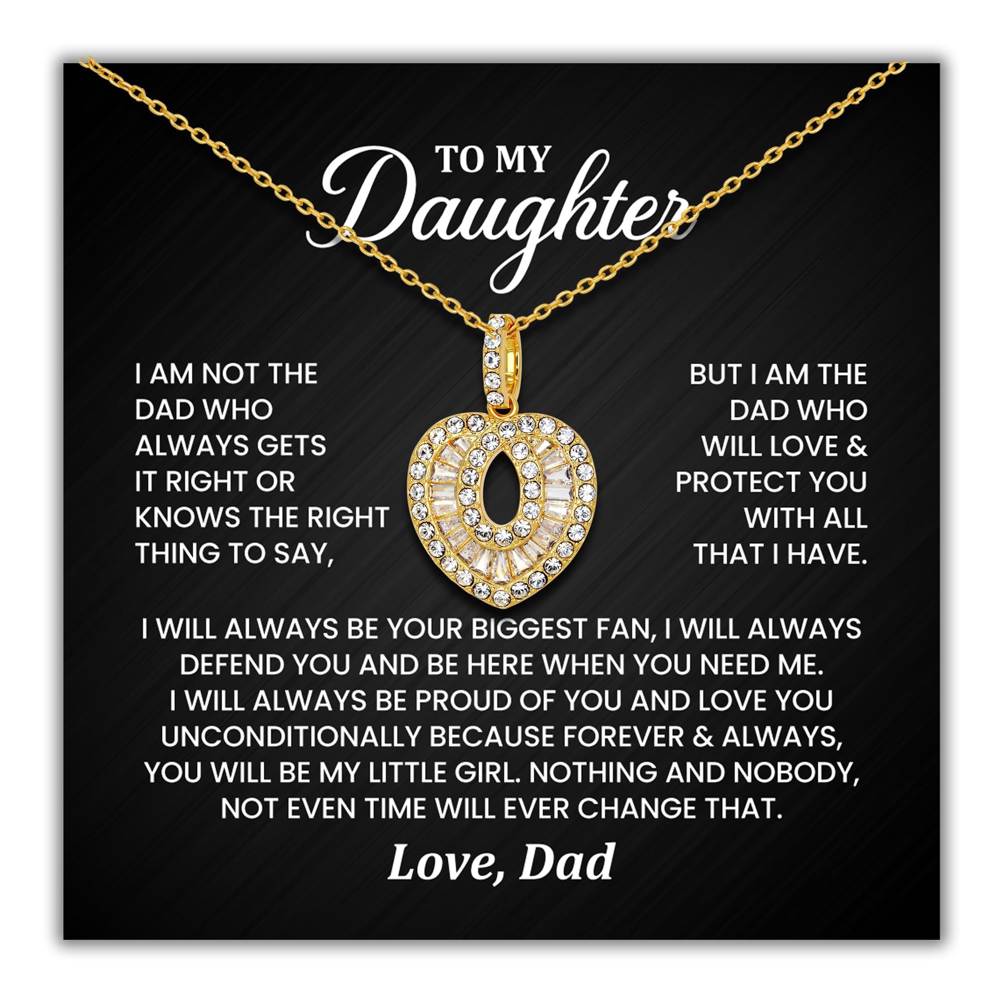TRYNDI To My Daughter Necklace from Dad - Heartfelt Gift for Birthday, Mother's Day, Christmas, Valentine's Day - Elegant Daughter Gifts for Birthday