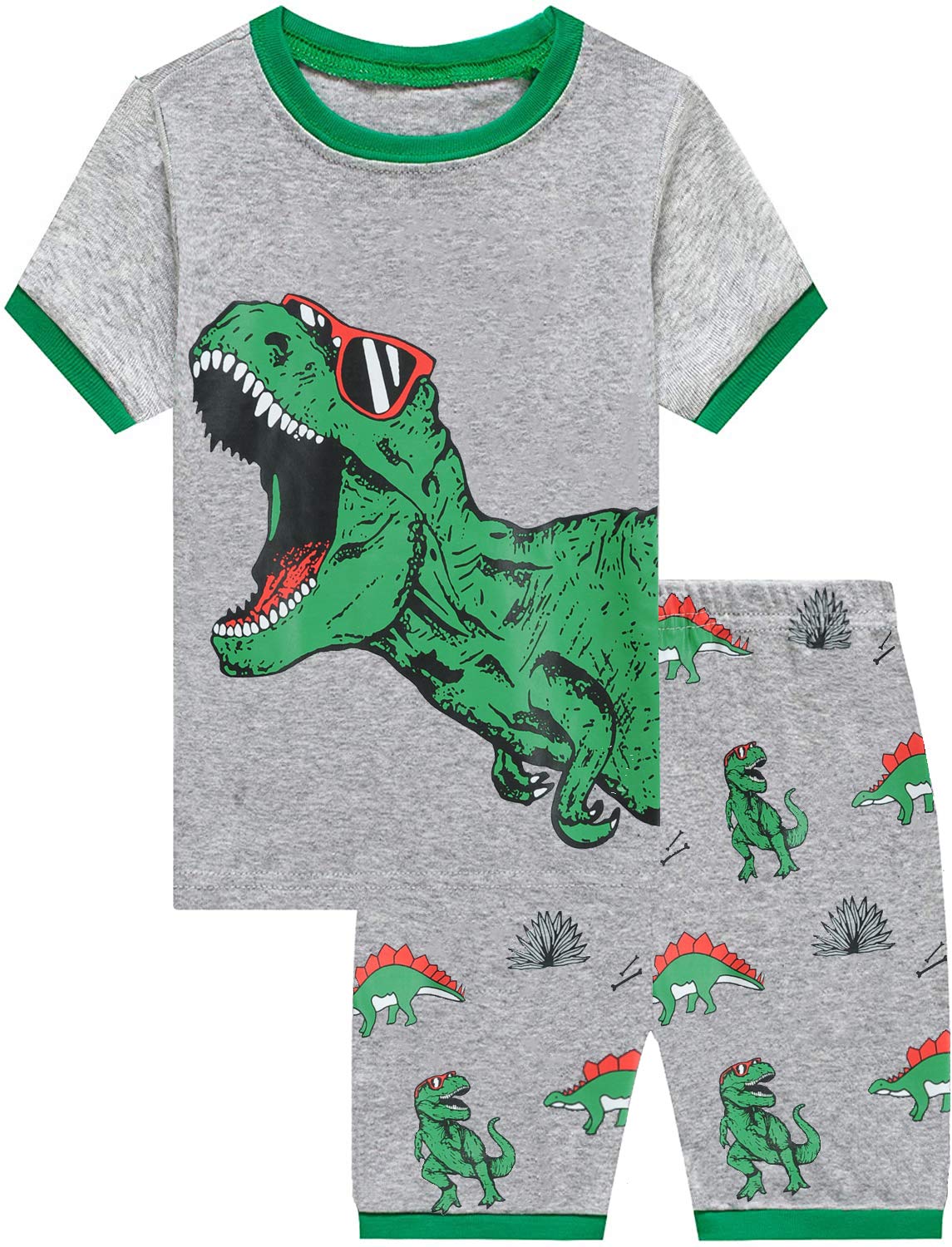 Pigiama estivo per bambine, con motivo unicorno, con gatto, dinosauro, 2 pezzi, 2-7 anni