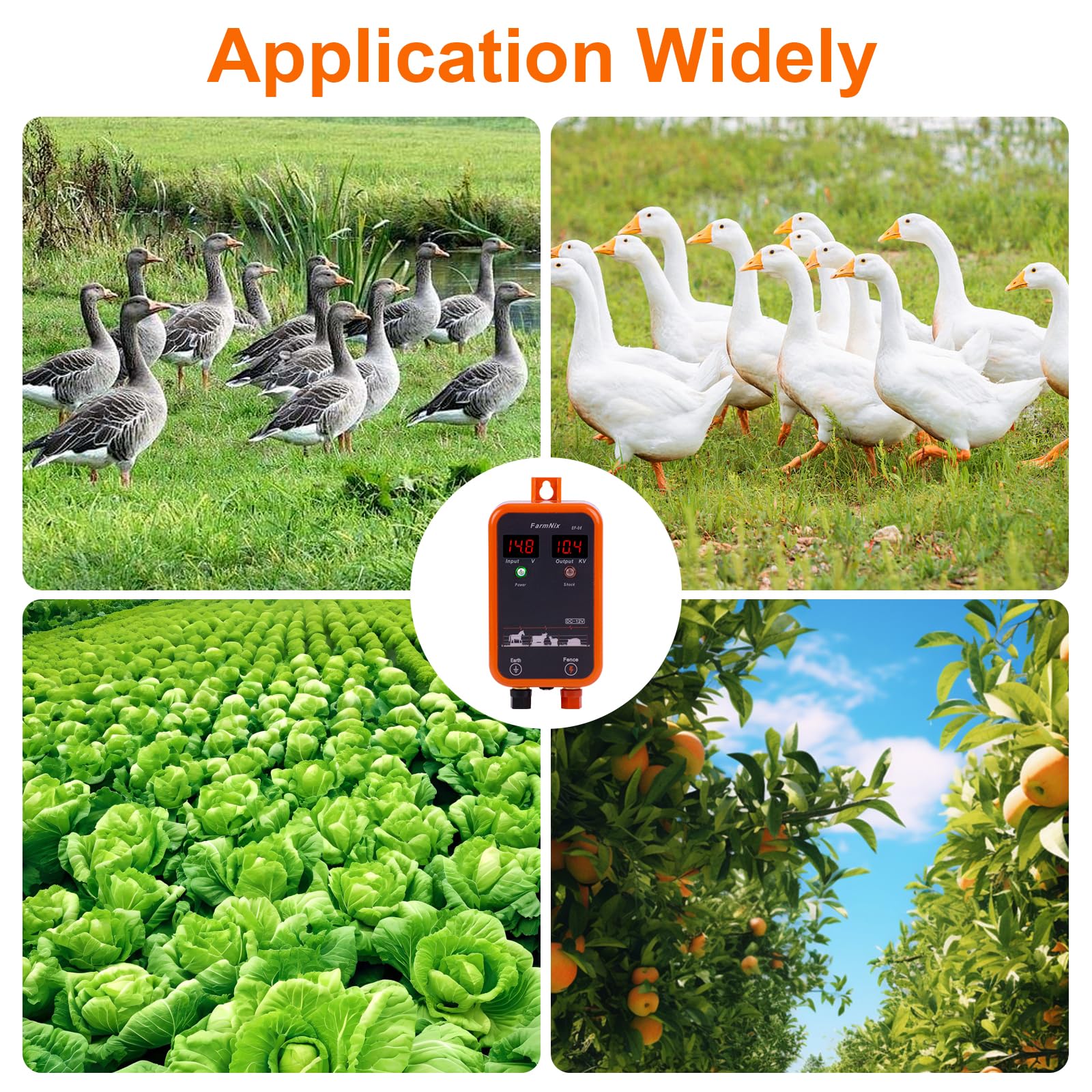 Energizador de Cerca Eléctrica 12V con pantalla LED digital, 1J 230V para alcance 8 KM, para animales pequeños, aves y mascotas, ideal para jardín, granja y pasto