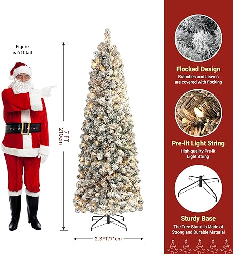 Miniatura 9 de SHareconn Árbol de Navidad artificial preiluminado con bisagras de 6 pies con luces blancas cálidas, puntas de rama completa, elección perfecta para