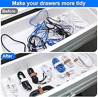 Vista 4 de Leather Cable Straps Cord Organizer - Coideal 20 Pcs Earphone Cables Ties Reusable USB Cord Keeper with Snap Cord Clips Holder for Phone
