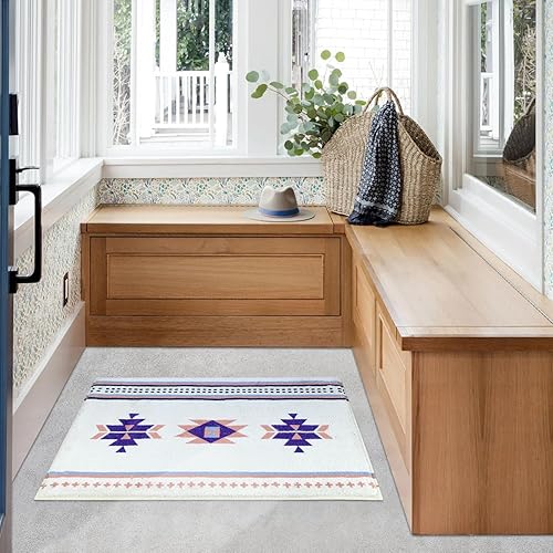 Miniatura 5 de SHIYUE Tapetes de baño bohemios, azteca, de lujo, geométricos occidentales, suaves, absorbentes, antideslizantes, de lana artificial, estilo rural,