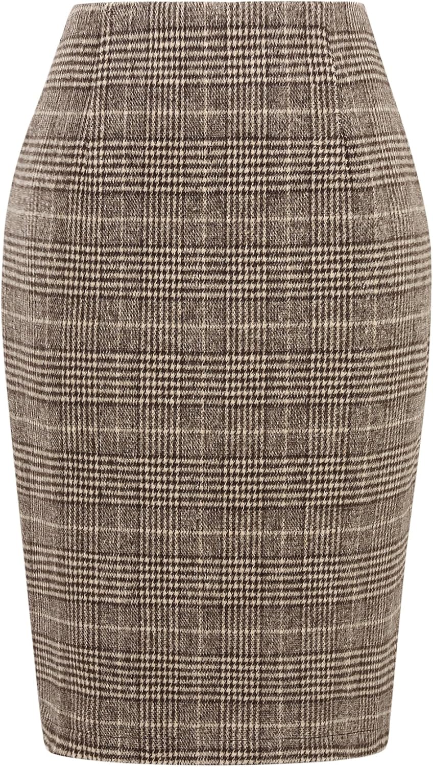 IDEALSANXUN Plaid Skirts for Women Fall Winter Knee Length Pencil Wool Skirt with Slit