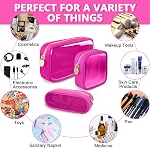 UIXIZQ Effacer Mini Sac de maquillage, petit sac de voyage cosmétique en nylon et en PVC TSA Sac de toilette approuvé avec fermeture à glissière, Préppy Transparent Coin Purse pour femmes Hommes Filles(Mini-Hot Rose)