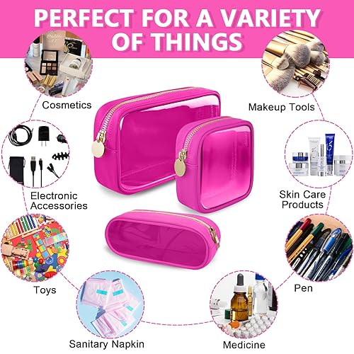 Miniatura 6 de UIXIZQ Bolsa de maquillaje de nailon transparente, bolsa de viaje, neceser, bolsa de cosméticos con cremallera, organizador de maquillaje, pequeño,