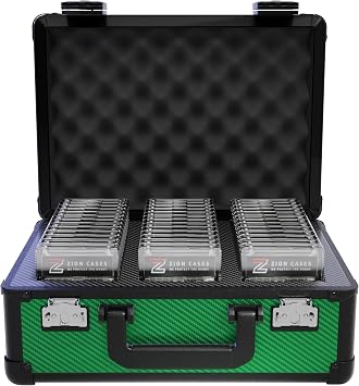 Zion Cases Slab Case X Color Rush Graded Card Case; The Original Slab Case for Graded Cards; Fits PSA, BGS, HGA, and CSG Graded Trading Card Slabs; Ideal Travel Storage Solution; Carbon Fiber Green