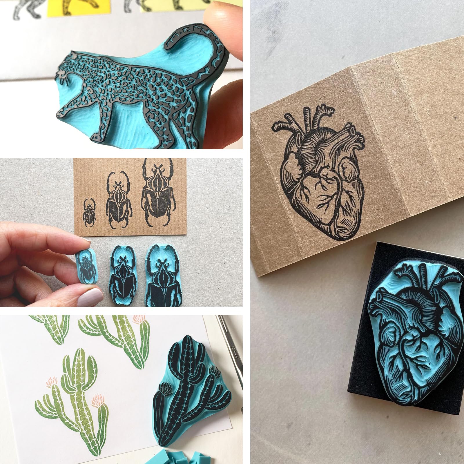 Linoleum, set per Stampa Linoleum, A4, A5, A6 Linoleum per Incisione Fogli di Gomma, Set per la Stampa su Linoleum con Strumenti per Intaglio per Principianti per Realizzare Lavori Artigianali
