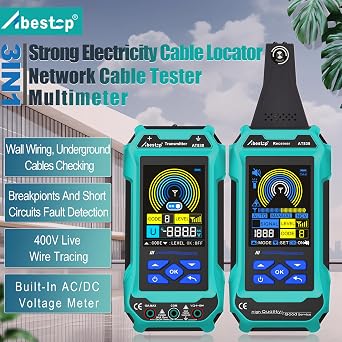 Underground Cable Locator, Cable Locator Circuit Tracer with Multimeter | Abestop AT838, Wires and Cables Circuit Tracer Detecting, Water and Gas Supply Pipelines