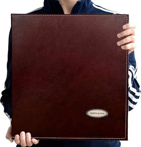 Zoview Self-Adhesive Photo Album, Dust-Free, Glue Free and Waterproof Scrapbook Album, Family Album, Leather Cover,Hand Made DIY Albums Holds 3X5, 4X6, 5X7, 6X8,8X10 Photos, A52045 (Coffee, Large)