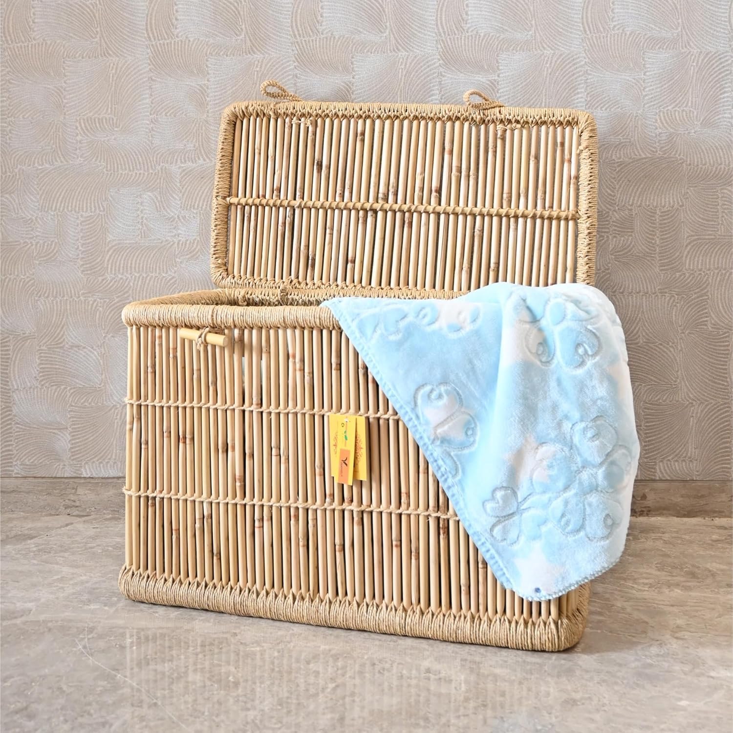 Handmade PREMIUM Laundry Basket For Clothes | Laundry Box With Lid | Kids Clothes Gift & Toys Organizer Storage Box Round Shape | Picnic Hemper With Sitting (Classic)-image-33