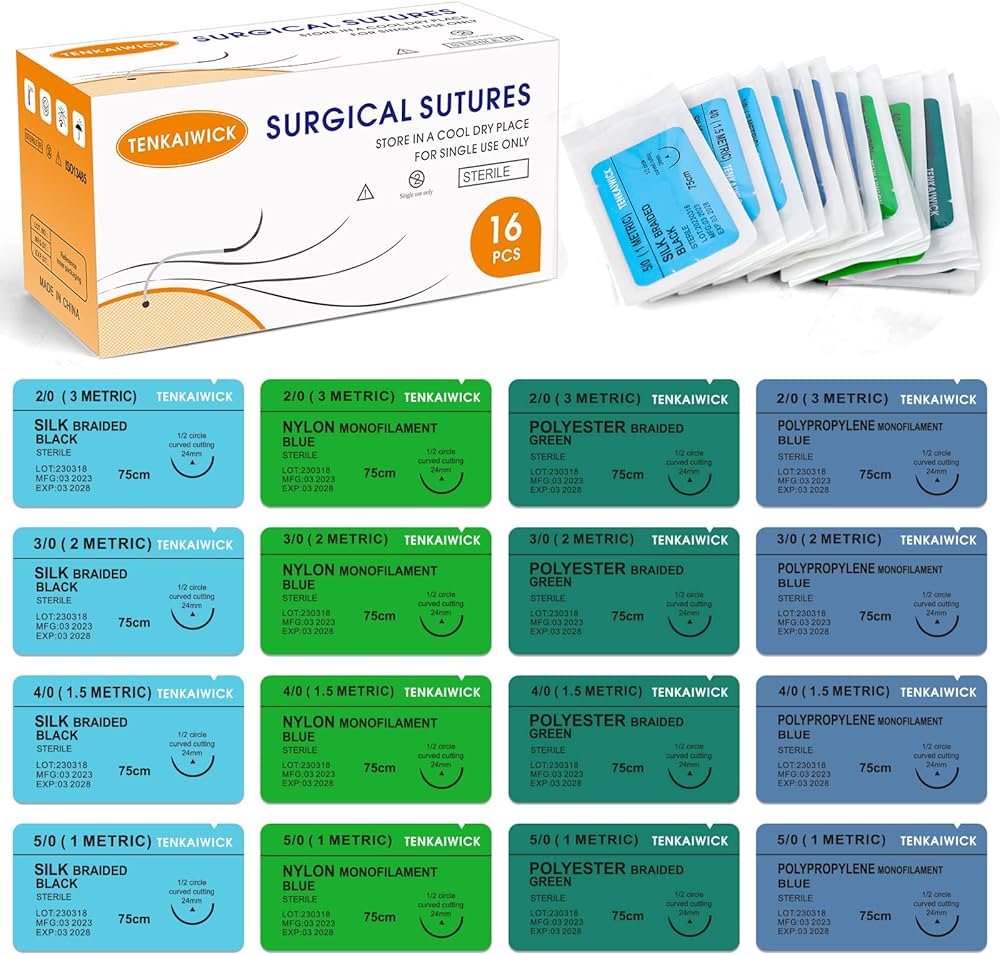 Amazon.co.jp: 縫合の練習用針付き縫合糸16本パック、混合縫合糸