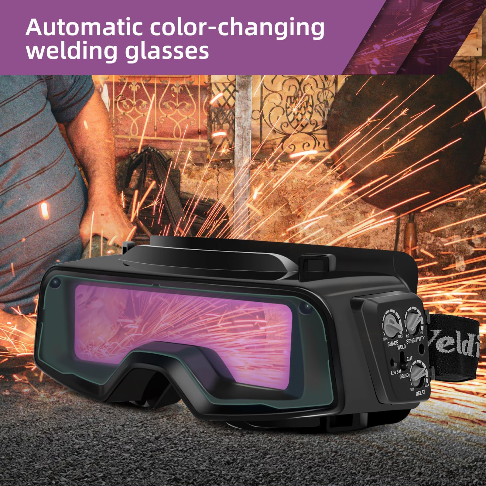 Gafas de soldadura con oscurecimiento automático, gafas de corte de plasma - Gafas de seguridad de protección ocular para soldadura y molienda