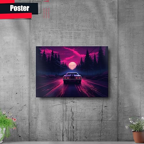 Miniatura 2 de Unique Synthwave Style Retro Art, 80s style art, framed poster print, guest room art, cool living room art, Art Decor, poster Prints