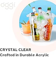 Vista 4 de OGGI Cubo de Hielo Cuadrado de Acrílico - Enfriador de Bebidas Transparente con Asas, Enfriador de Vinos, Enfriador de Cervezas, Cubos de Bebidas