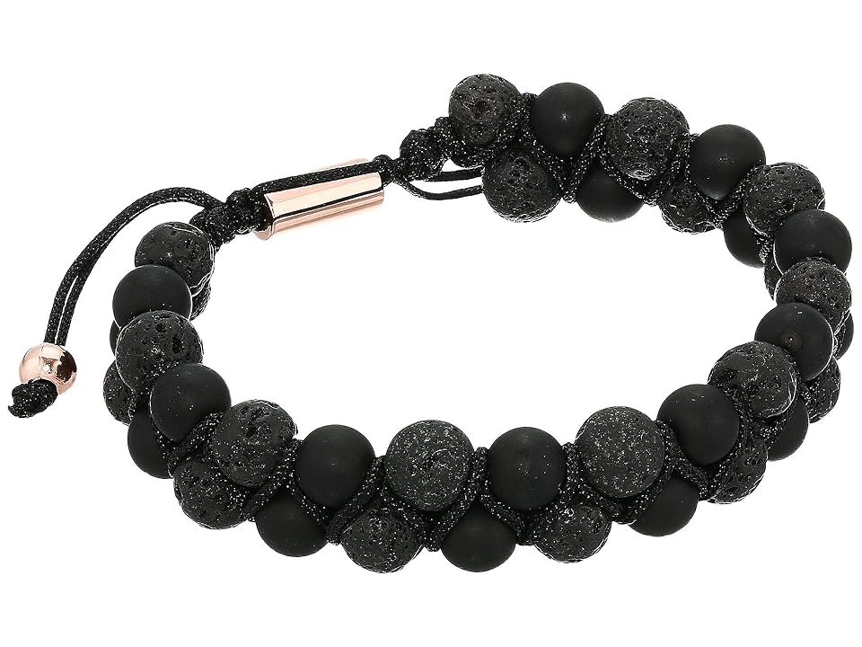 

Steve Madden Lava Stone Double Strand Adjustable Bracelet in IP Stainless Steel (Black/Rose) Bracelet