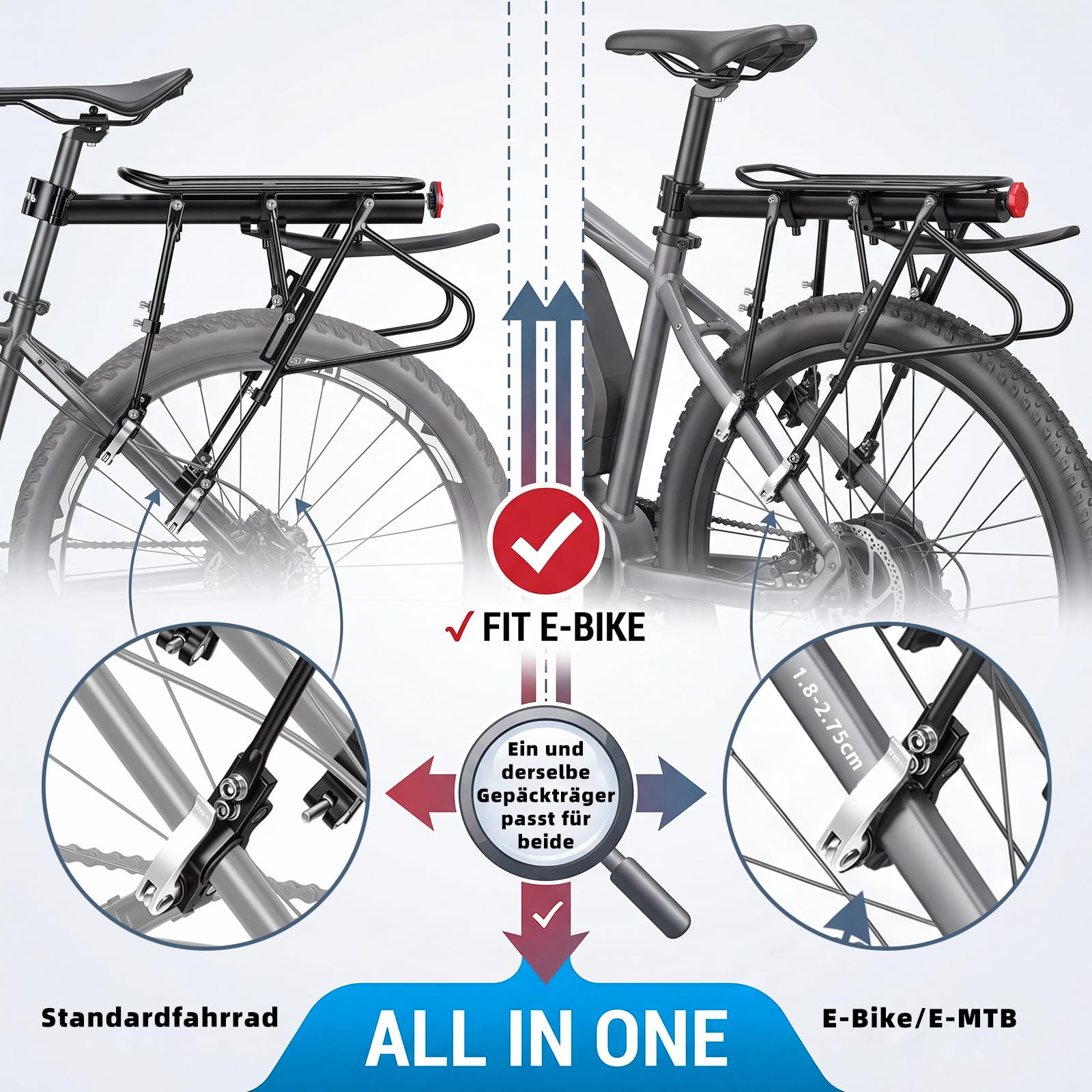 West Biking Gepäckträger Mountainbike - Robust MTB Aluminium Fahrradgepäckträger, Einfache Montage, Fahrrad Hinten Maximalbelastung 50kg