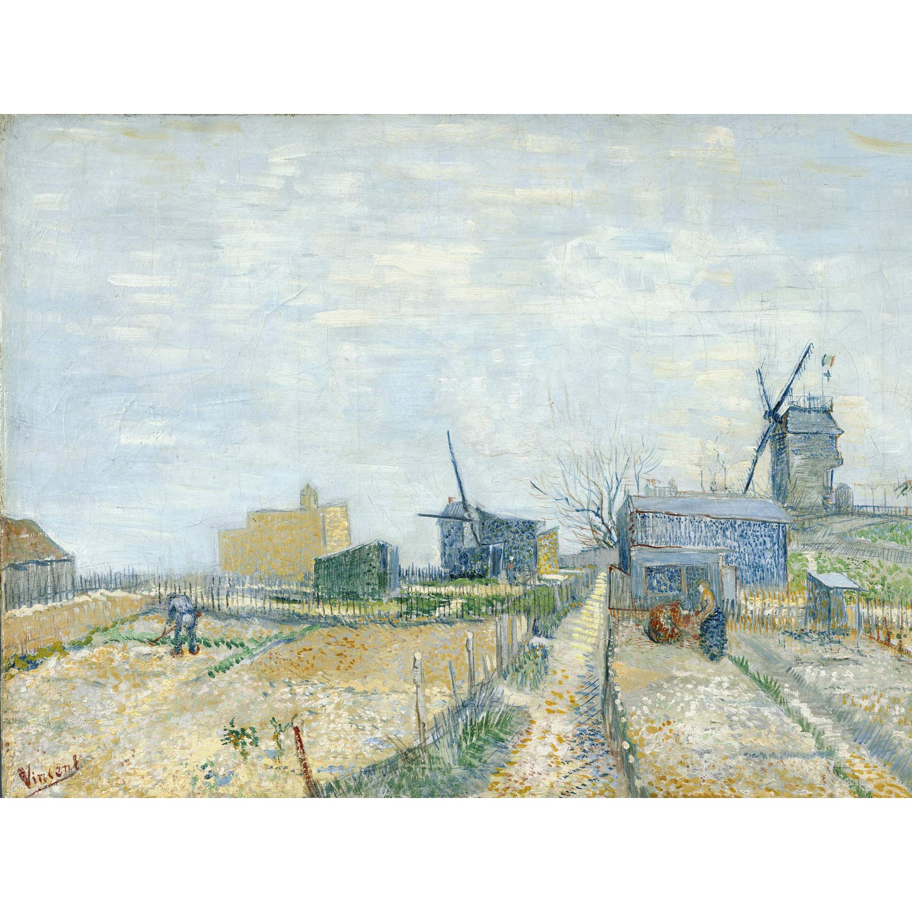 Vincent Van Gogh Montmartre Molens En Moestuinen Cropped Large Wall Art Print Canvas Premium Poster Mural