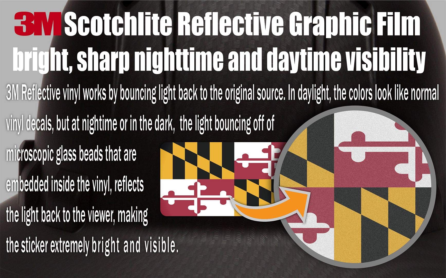 (x10) 3M Reflective Maryland and US Flag Stickers | Versatile Safety Decals | Hard hats, laptops, bikes, toolboxes