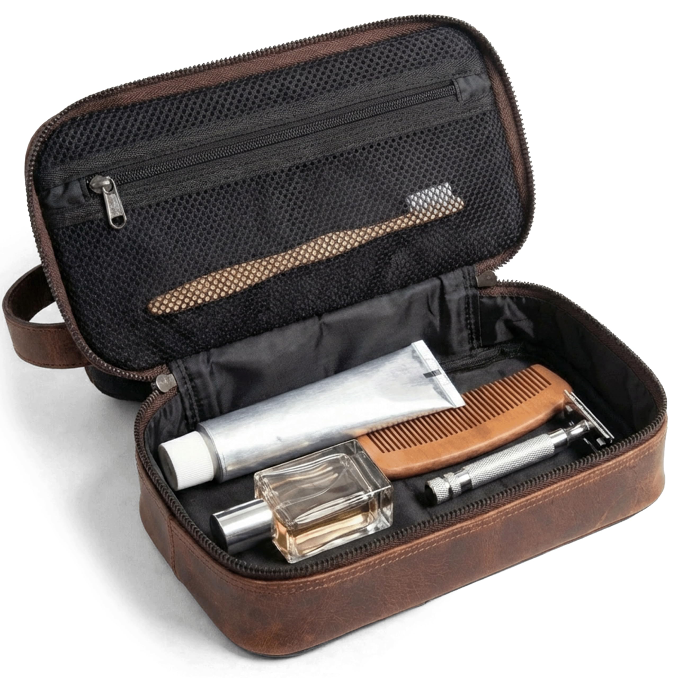 SID & VAIN® borsa toiletry vera pelle CARTER borsetta necessaire Toilette pochette beauty case da Viaggio uomo donna blu prodotto artigianale