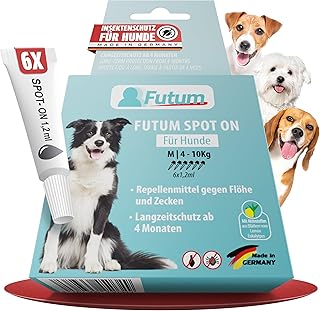 Futum Spot On Dog 6 x 1.2 ml - Flea and Tick Protection for Dogs - Tick Repellent for Dogs with Active Ingredients Lemon Eucalyptus - Effective Tick Protection Dog - Sustainable Ticks and Flea product image