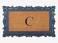 Vista 11 de A1HC - Felpudo con monograma de goma natural y fibra de coco de 24 x 36 pulgadas para puerta delantera, antidesprendimiento, duradero, para entrada