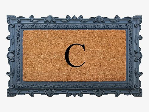 Miniatura 11 de A1HC - Felpudo con monograma de goma natural y fibra de coco de 24 x 36 pulgadas para puerta delantera, antidesprendimiento, duradero, para entrada