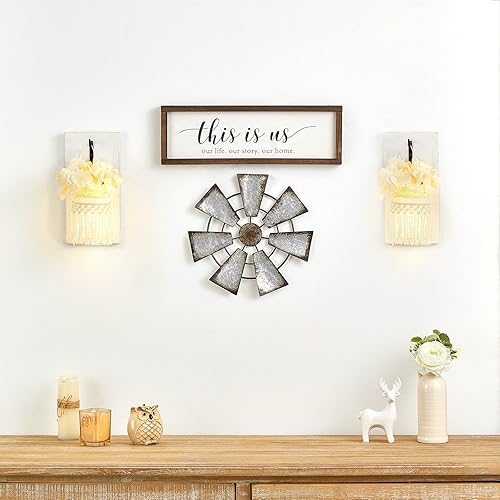 Miniatura 5 de Mkono 11.5" Small Farmhouse Windmill Wall Decor Rustic Iron Wall Hanging Decoration Metal Wall Art Ornament for Bedroom Nursery Living Room Dorm Home