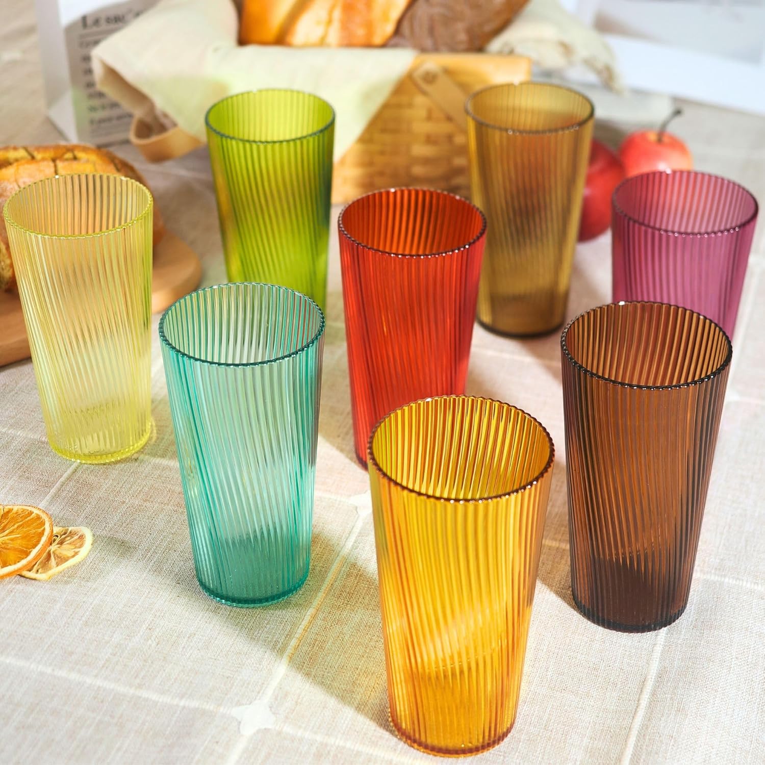 Plastic Drinking Glasses Set of 8, 19oz Unbreakable Acrylic Cups for Kids Dishwasher Safe Reusable Cups BPA Free Stackable Plastic Tumbler for Kitchen, Bar, Holiday, Party, Dinner - Image 8