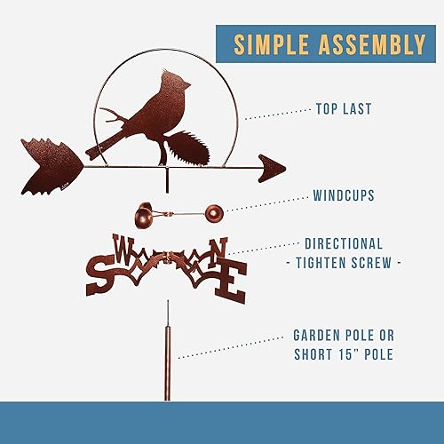 Miniatura 3 de SWEN Products Veleta Cardinal RED Bird (soporte de techo incluido)