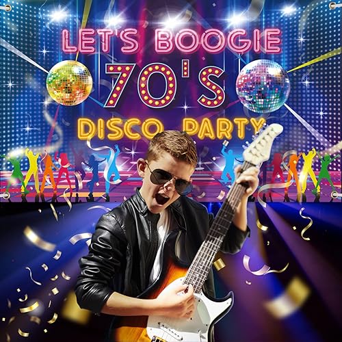 Miniatura 3 de Pancarta de fiesta de discoteca de los años 70, decoraciones de fiesta de discoteca de los años 70, decoración divertida de fiesta de discoteca