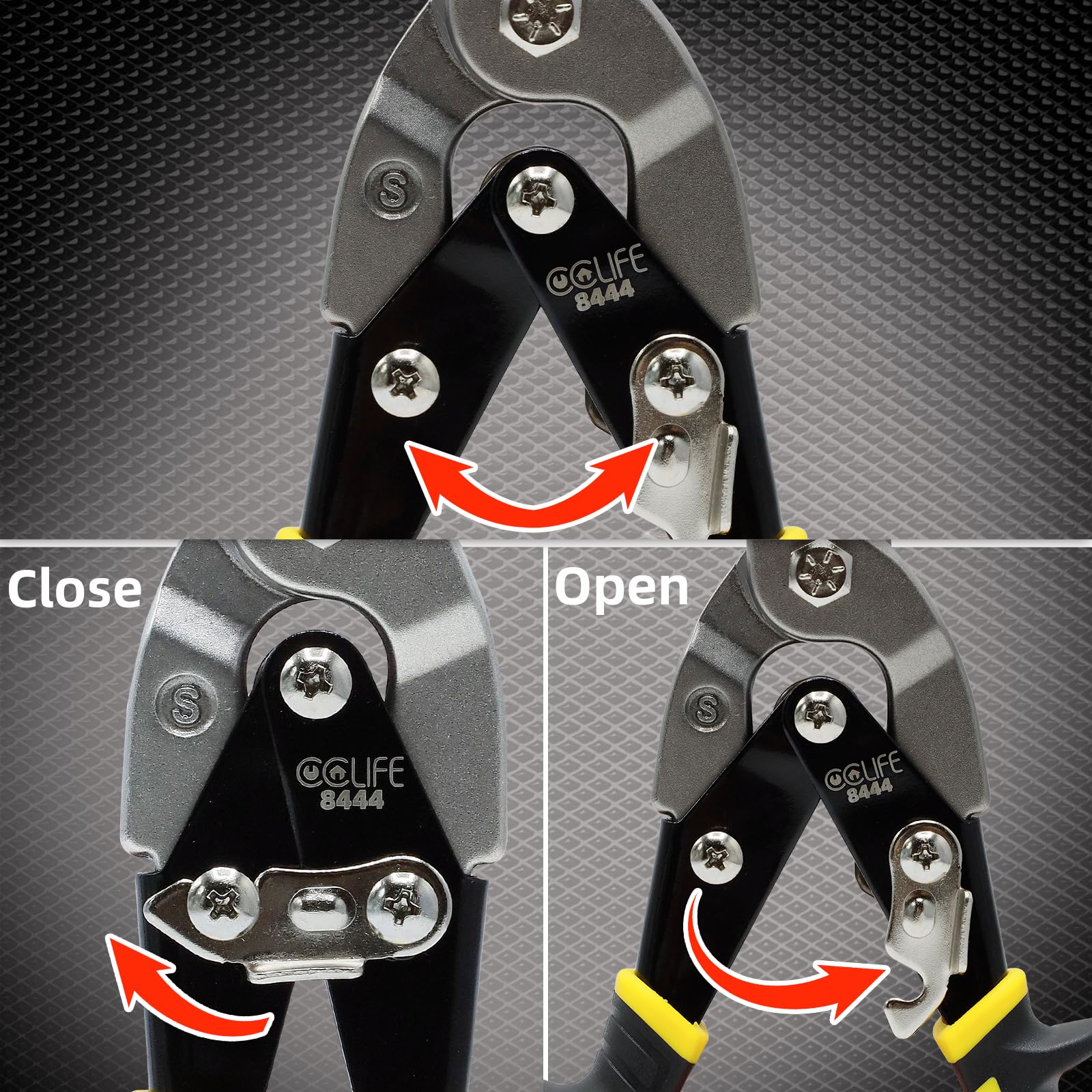 CCLIFE 3pcs ciseaux metaux Cr-Mo ciseaux a tole cissaille a metal tin snips 250mm de directement Gauche et Droite pour Découpe les profiles tôle pour plaque en acier inoxydable, fer, aluminium