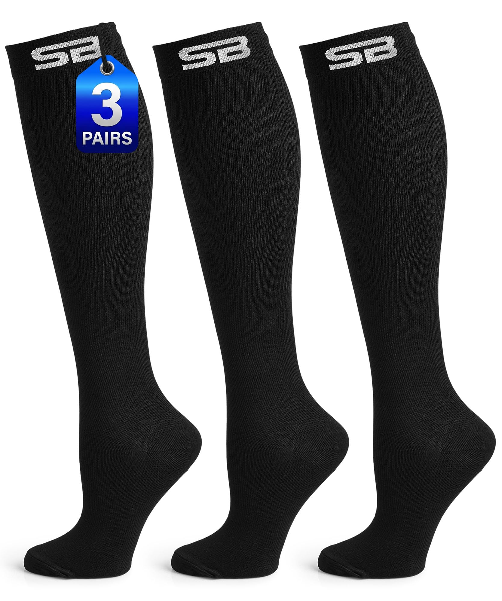 3-Pair Compression Socks (15-20mmHg)