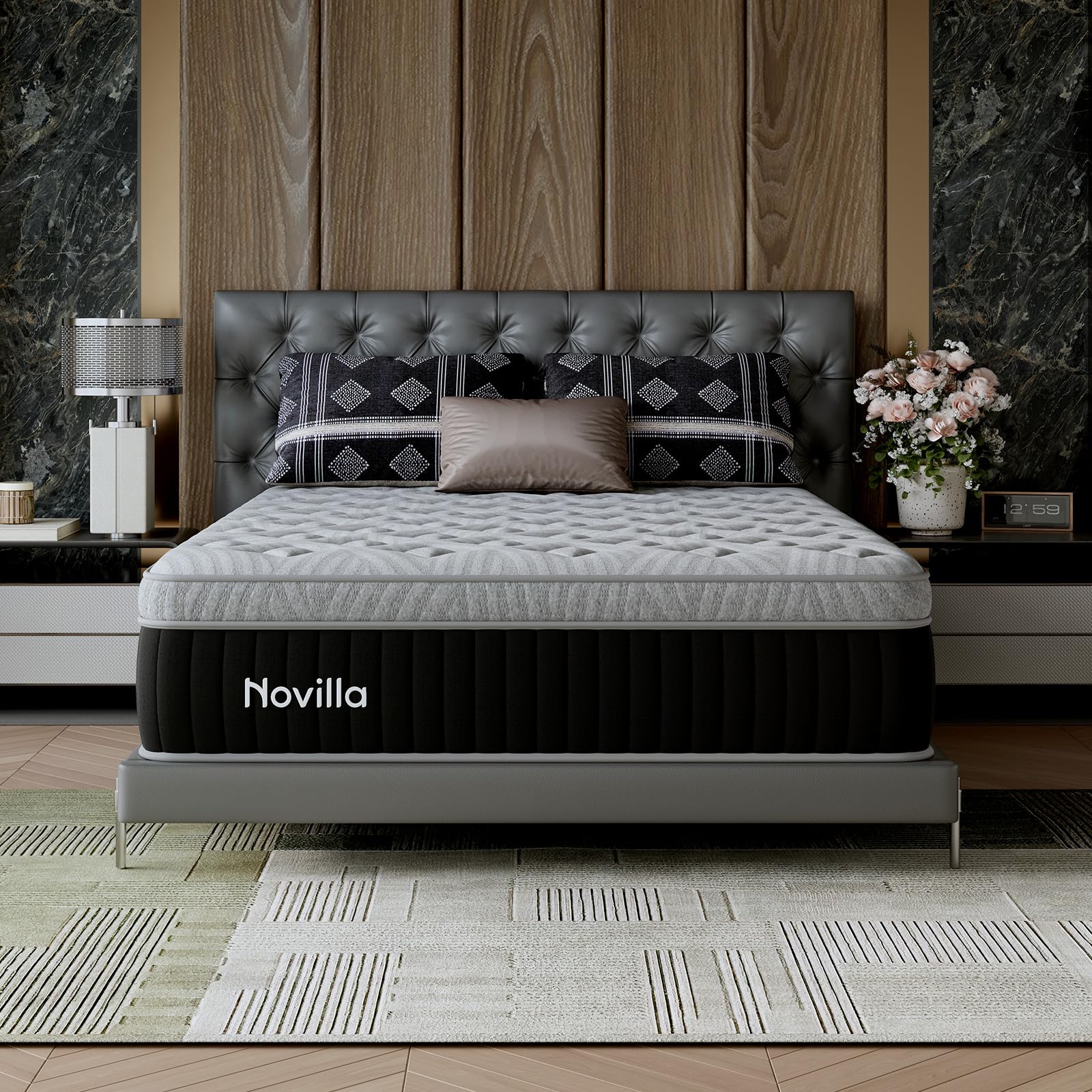 Novilla Matratze 180x200 cm, Härtegrad H3 und H4, 30 cm Höhe 7-Zonen-Stützung Hybrid, Memoryschaum und Federkernmatratze mit Taschenfedern, Kühlende & atmungsaktive Bezug, Öko-Tex Zertifiziert