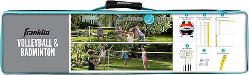 Miniatura 18 de Franklin Sports - Juego de voleibol + bádminton - Patio trasero + playa al aire libre voleibol + red de bádminton - Bádminton portátil + red