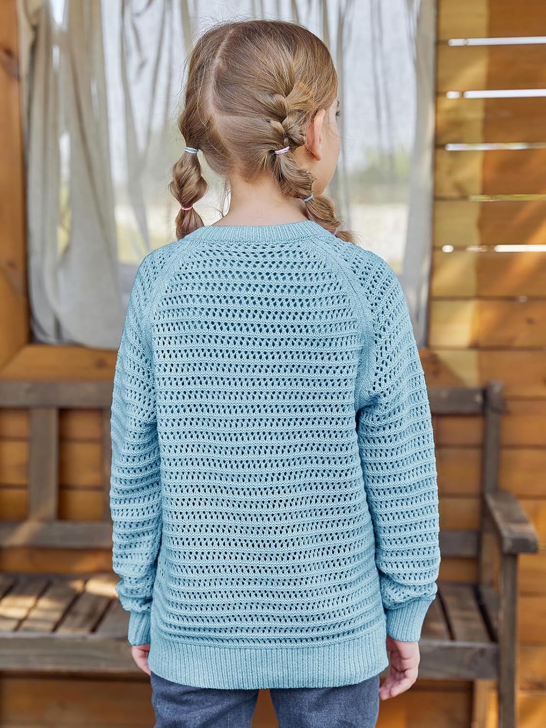 Girls Knit Sweaters Kids Fashion Chunky Crewneck Pullover Jumper Tops 5-14 Years - Image 5