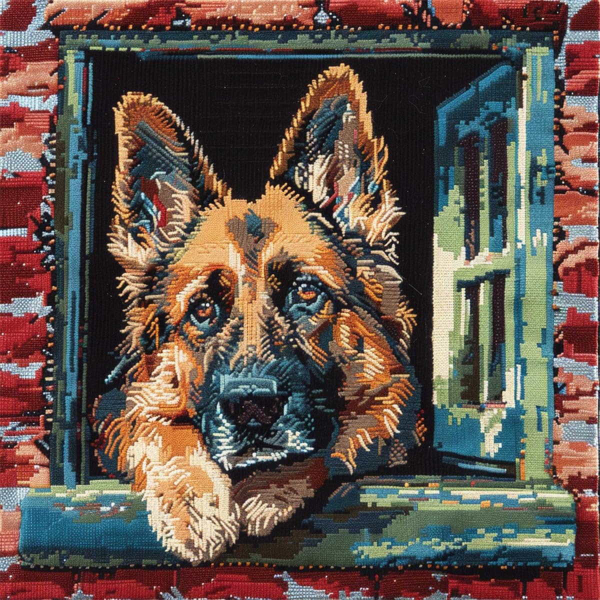Rkflgew E Diy Latch Hook Kits For Adults German Shepherd Animal Latch Hook Kit Cushion Fantasy Dog Pillow Cover Diy For Beginner And Adults Gifts For Family Friends Needlework Crafts Atch Hook Set F 43X43cm