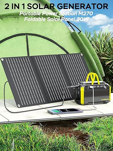Miniatura 2 de MARBERO Generador solar de 150 W pico 150 Wh estación de energía portátil con panel solar incluido fuente de alimentación de campamento con salida